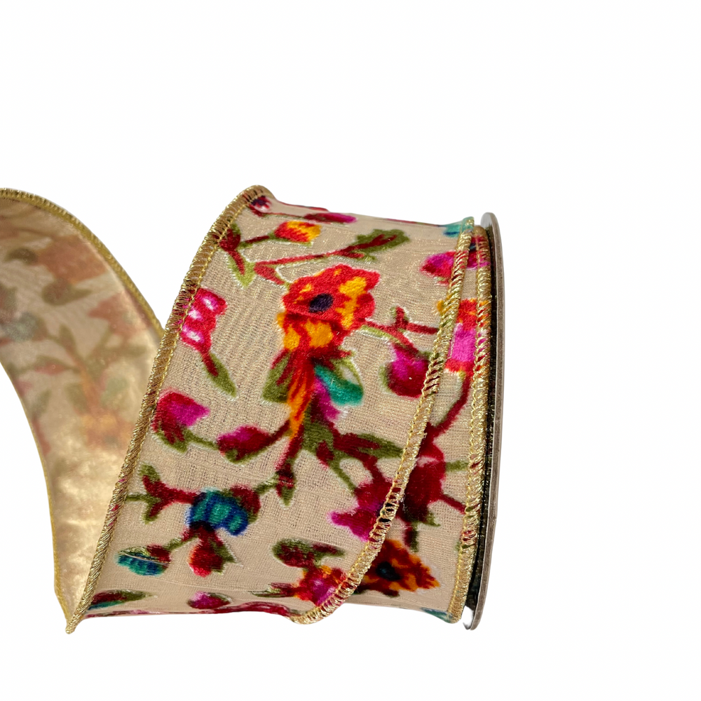 Floral Burn Out Velvet Ribbon