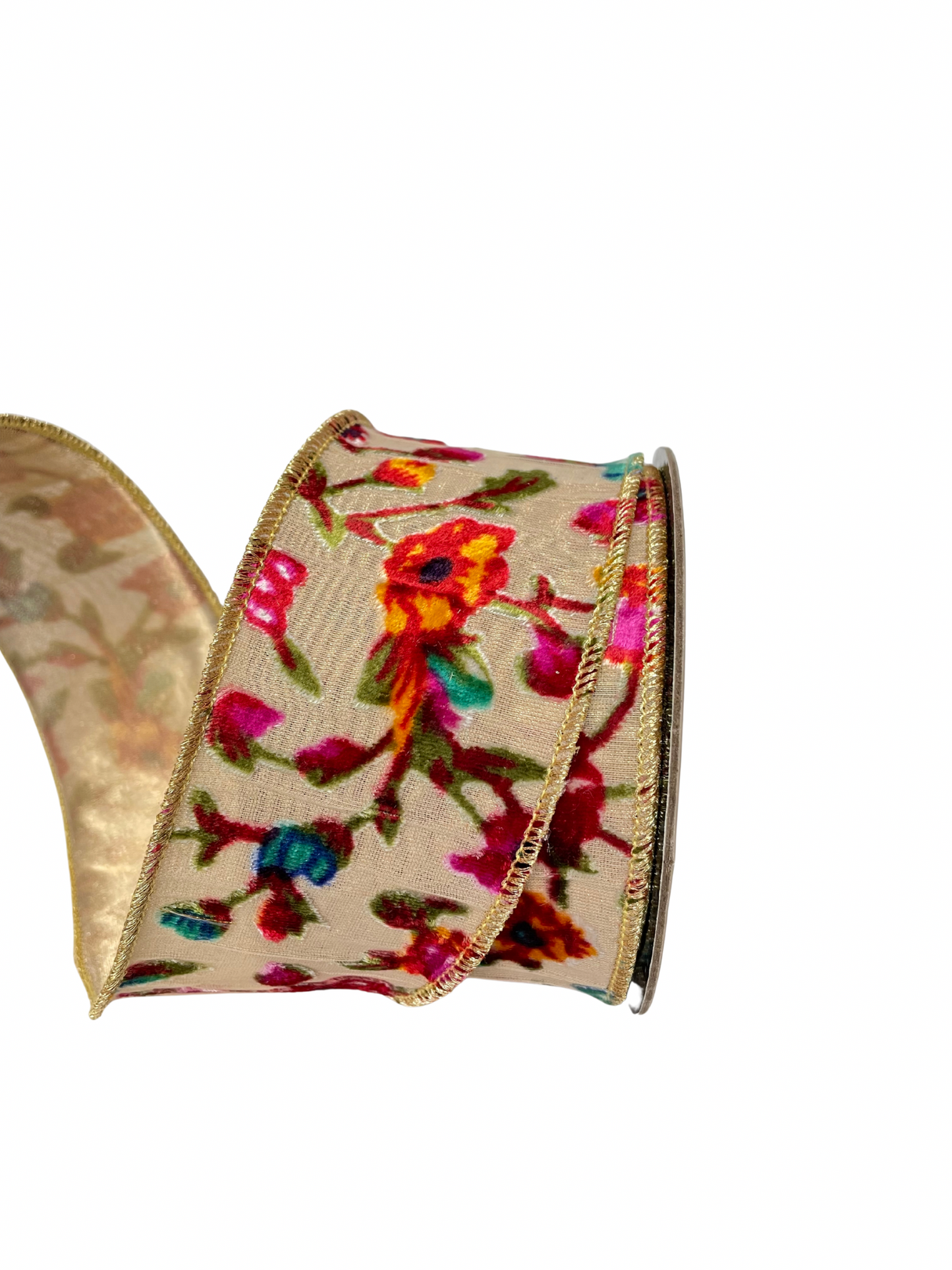 Floral Burn Out Velvet Ribbon