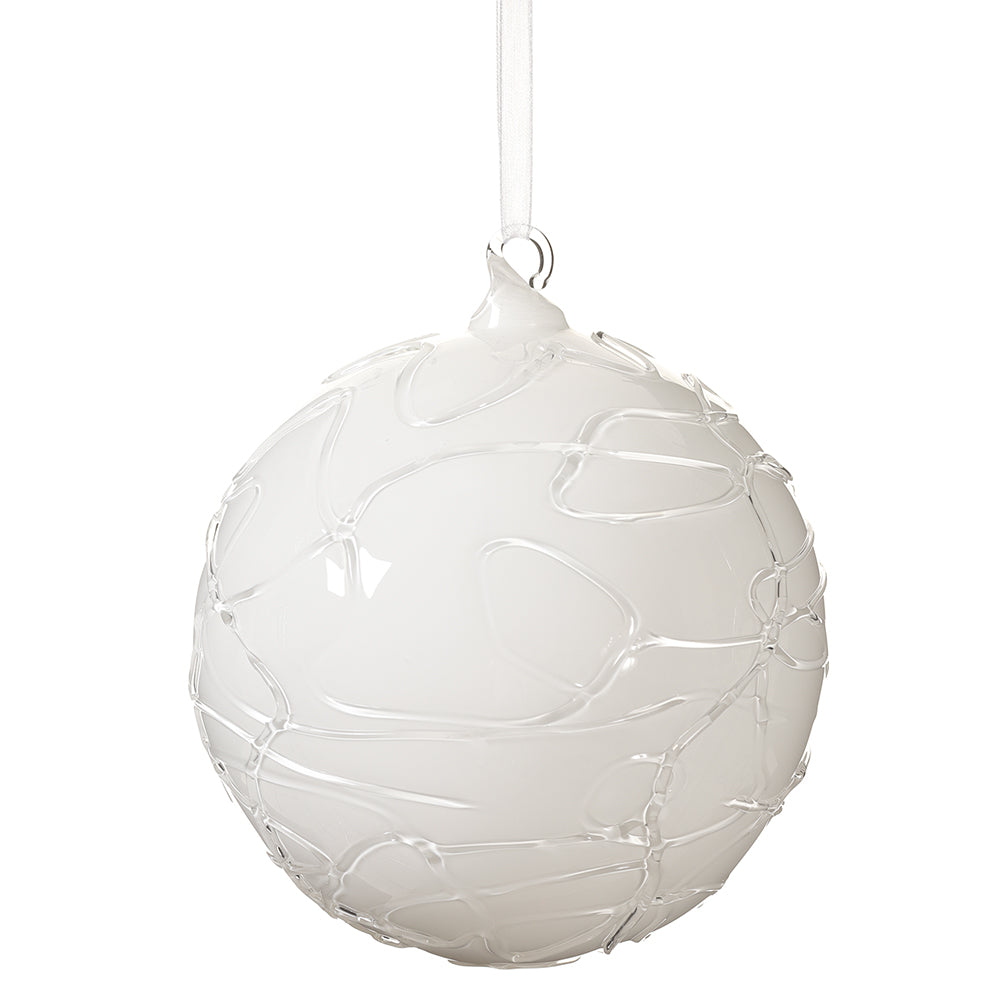 Modern Abstract Glass Ball Ornament - White