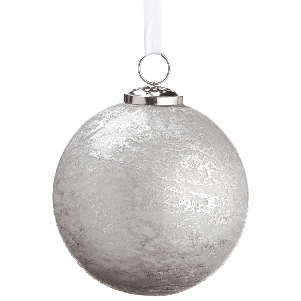 5" Glass Ball Ornament Set - White