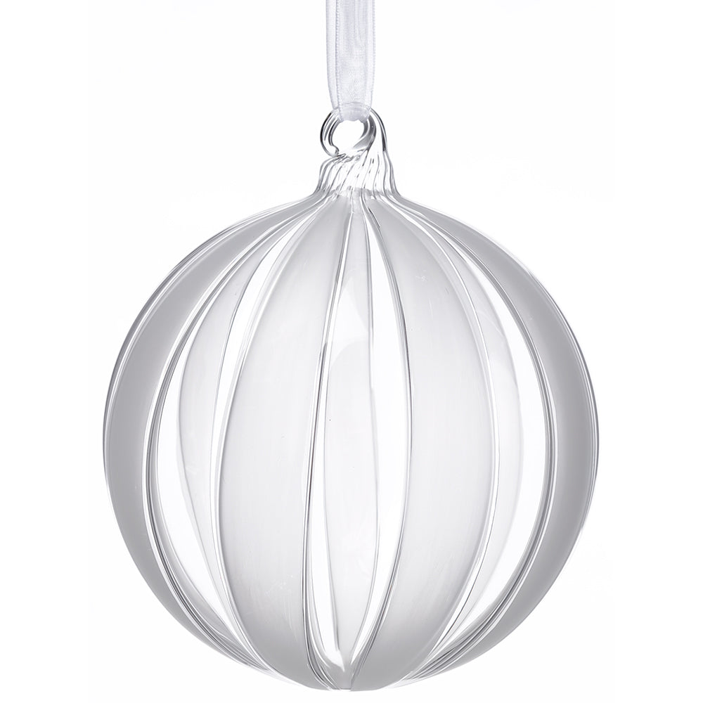 Frosted Stripe Glass Ball Ornament