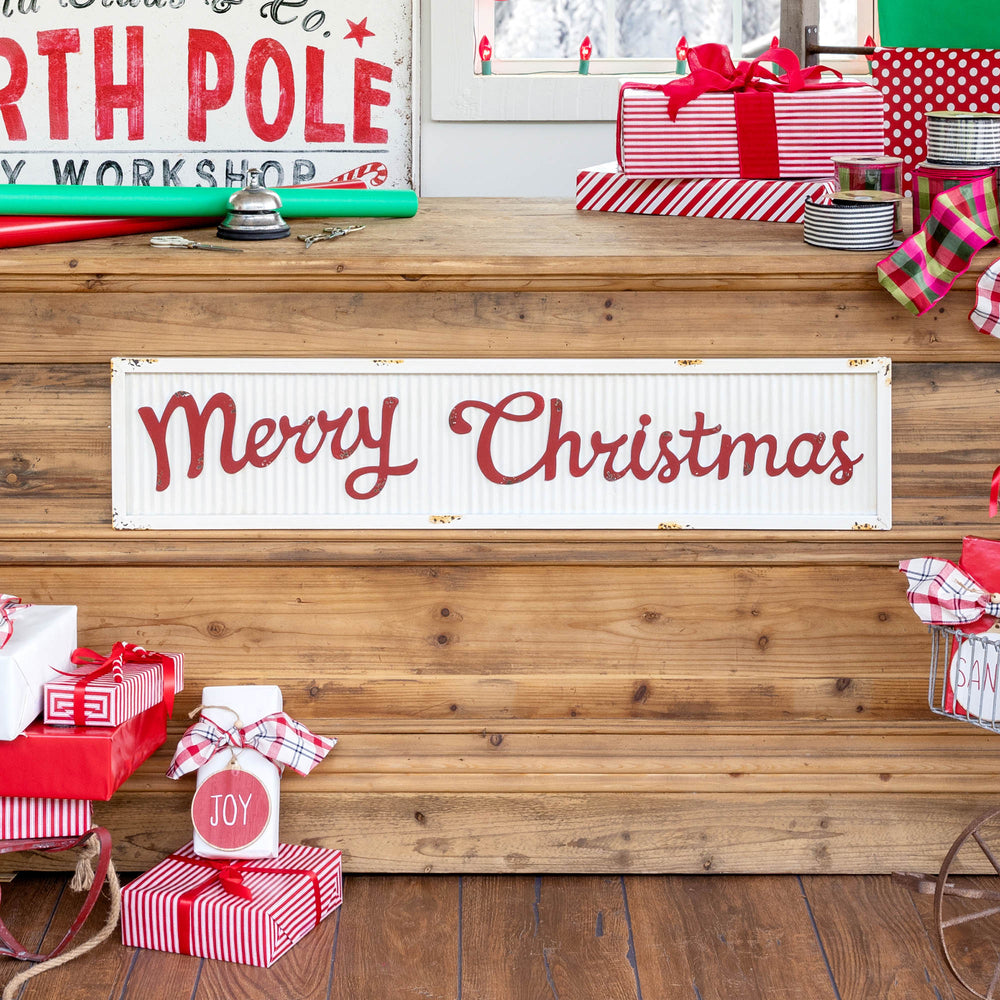 Corrugated Metal Merry Christmas Sign