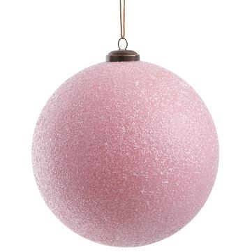 6" Glittered Plastic Ball Ornament Pink